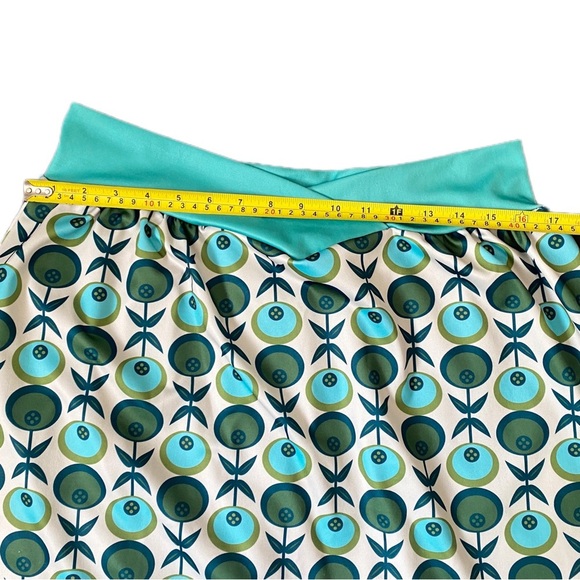 Misslook Retro Midi-Skirt 70’s Inspired Groovy Olive Printed MCM Style Size L - Picture 6 of 8